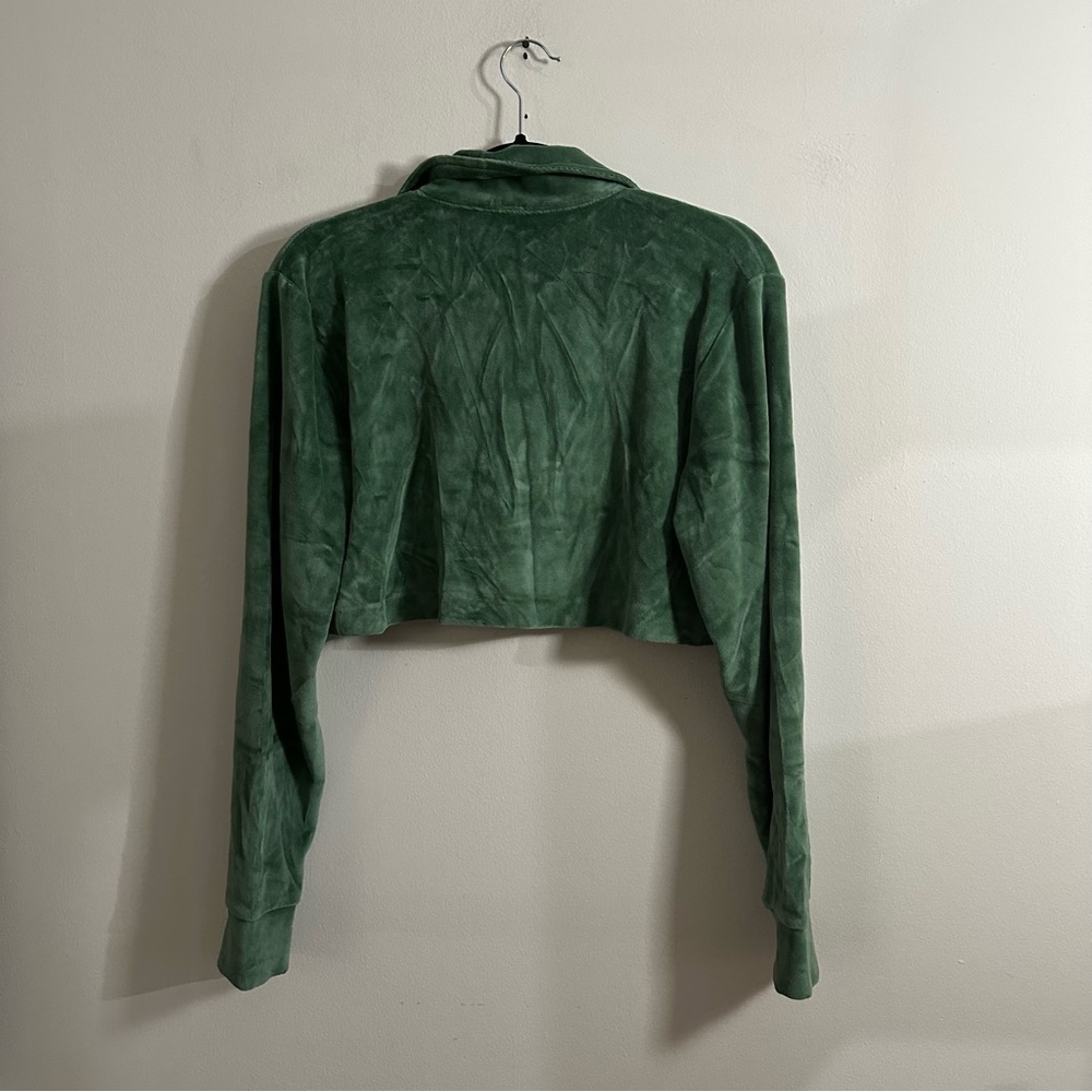 NWT Re/Done cropped velour polo Green size medium - Picture 3 of 6
